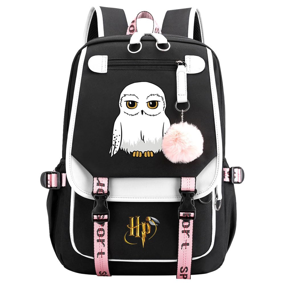 Búho ligero Hedwig Rucksack Owl Book Bag Harry Magic School Bag Students Laptop Backpack con puerto de carga USB