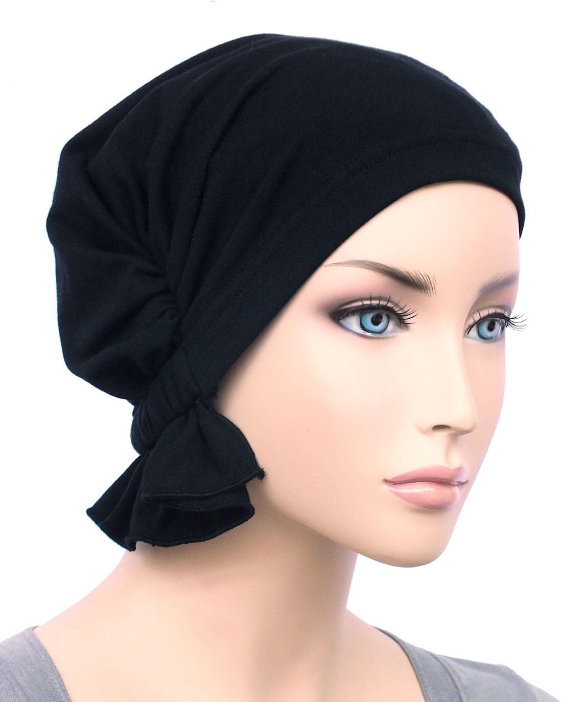 Abbey Cap ® Women's Chemo Hat Beanie Scarf Turban Headwear for Cancer Cotton Raven Black
