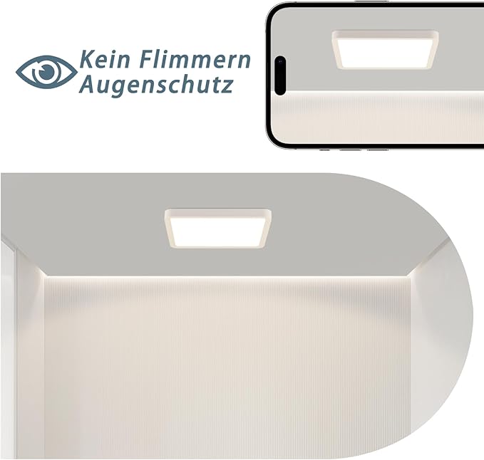 ZMH ZMH plafondlamp LED plafondlamp plat - slaapkamerlamp warm wit keukenlamp vierkant 23cm slaapkamer badkamer plafondverlichting badkamerlamp IP44 badkamerlamp 23W hallamp voor keuken hal badkamer photo 3