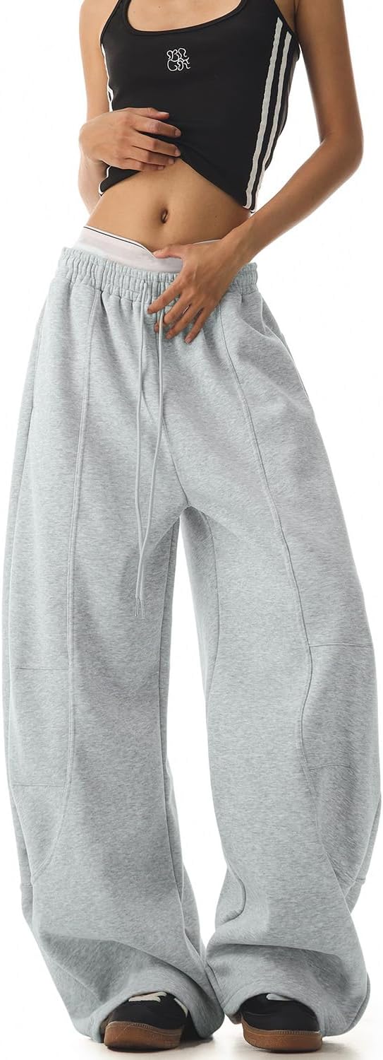 Skateboard Frog Women Baggy Wide Leg Sweatpants y2k Drawstring Streetwear