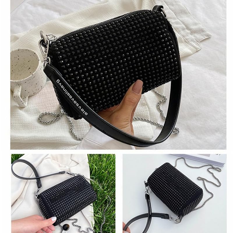 Bolso pequeño de mano Rhinestone Cylinder Crossbody para mujer miniatura 2