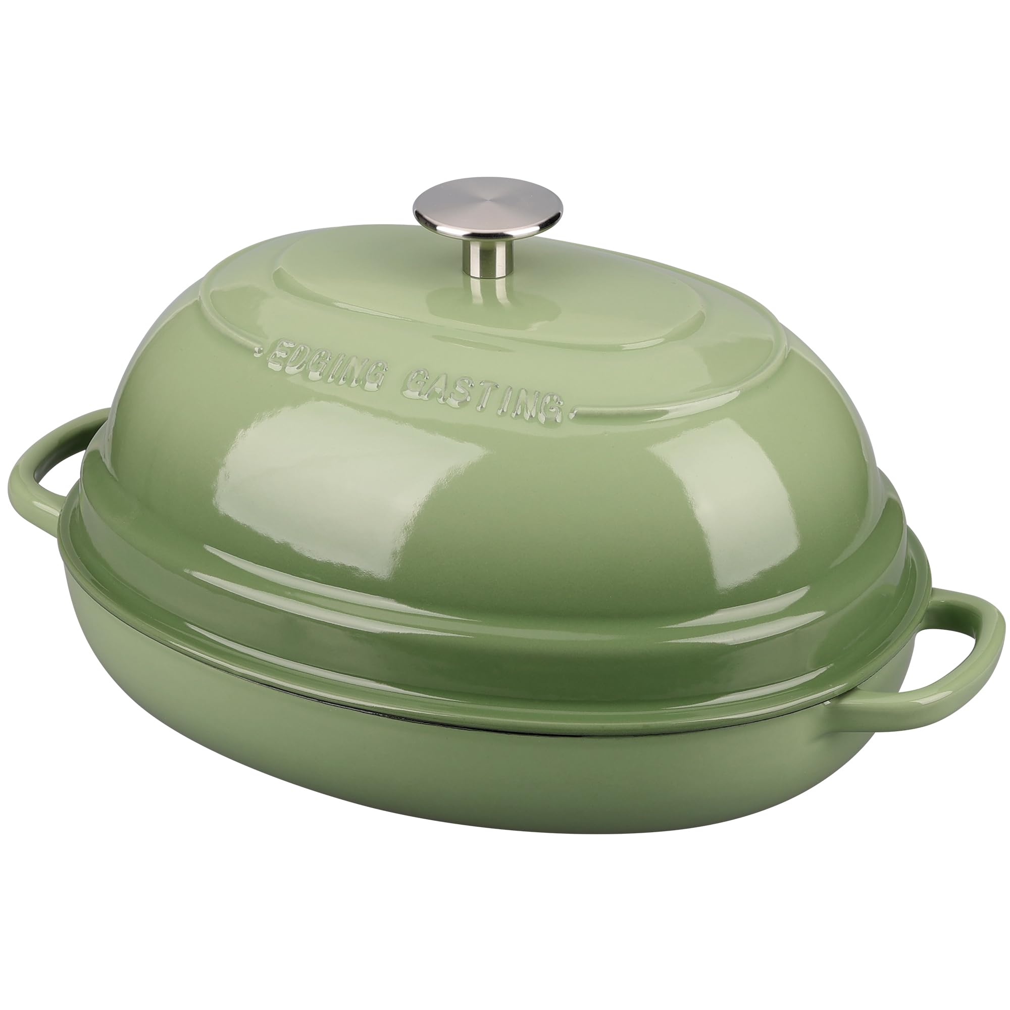 enameled oval cast iron dutch oven pot with lid, bread dutch oven for sourdough bread baking, dutch oven bread, bread oven, 6qt, pistachio green
