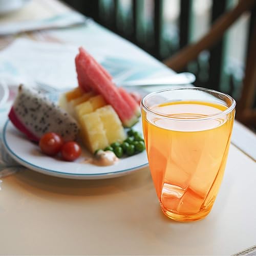 Miniatura 4 de Goldmeet Paquete de 4 vasos acrílicos para beber, juego de vasos de agua de 12 oz11.8 fl oz, vasos de plástico apilables transparentes con diseño de