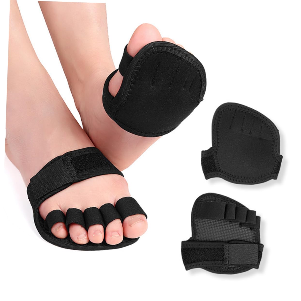 GLEAVI 5 Paare Yogamatte tanzen fitness-zubehã¶r fitness zubehör rutschhemmer toe pads elastikband Socken Vorfußpolster für Damen vordere Fußpolster rutschfest Bodenmatte Frontpolster sbr