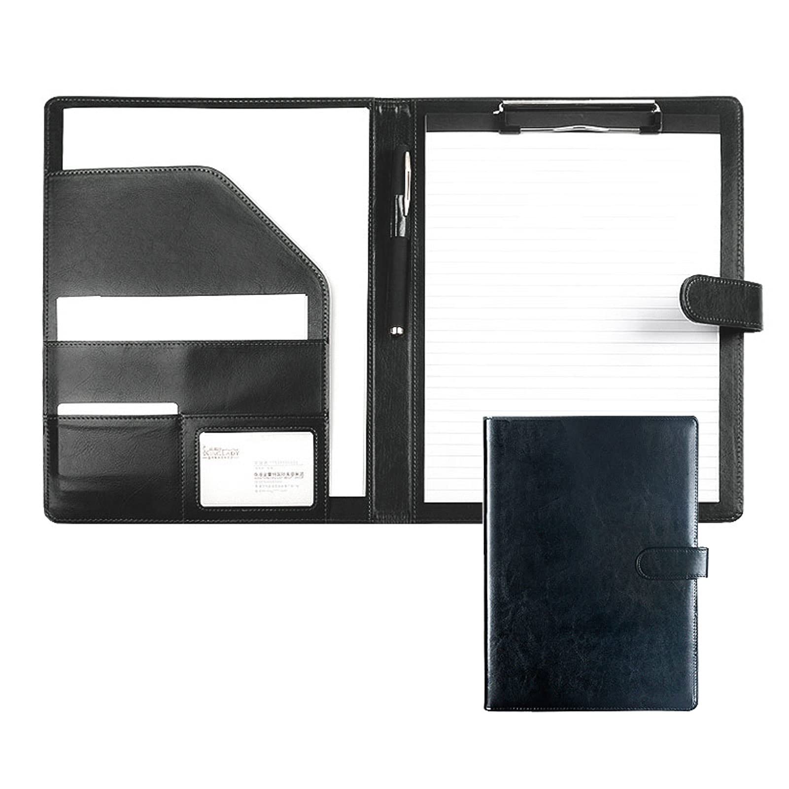 Bloc-note porte-documents A4 en cuir avec rangement documents et cartes