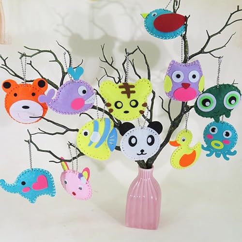 Aszaui 10 Stück DIY Nähset Kinder,Tiere Nähen Bastelset für Kinder ab 6 Jahre, mit Füllwatte, Plastiknadeln, Gefüllte Filz Plüsch Ornamente für Handwerk