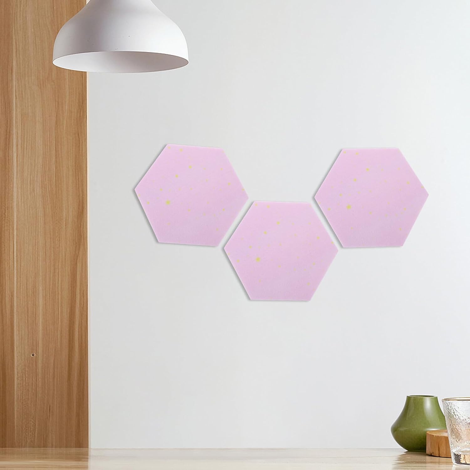 Hemobllo 6pcs Hexagon Felt Pin Boards Cork Bulletin Memo Wall Tiles for Home Office Classroom Decorative Display Boards with Craftsmanship