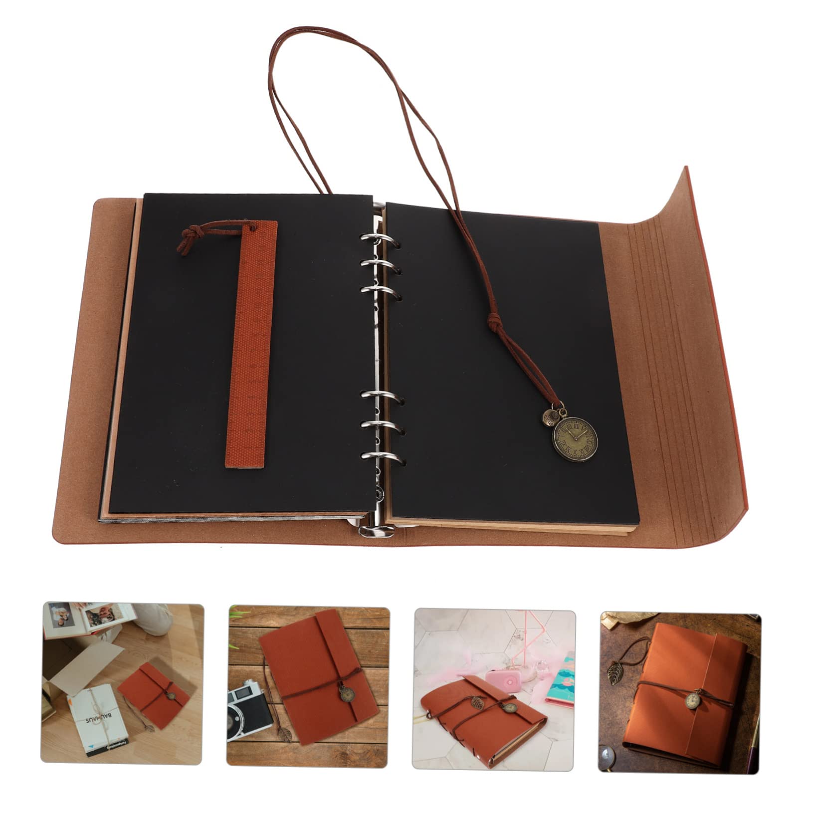 ULDIGI Handmade Photo Album Refills Vintage DIY Photo Storage with Adhesive Pages for Pictures for Family Memories Weddings and Special Occasions Natural Texture Design