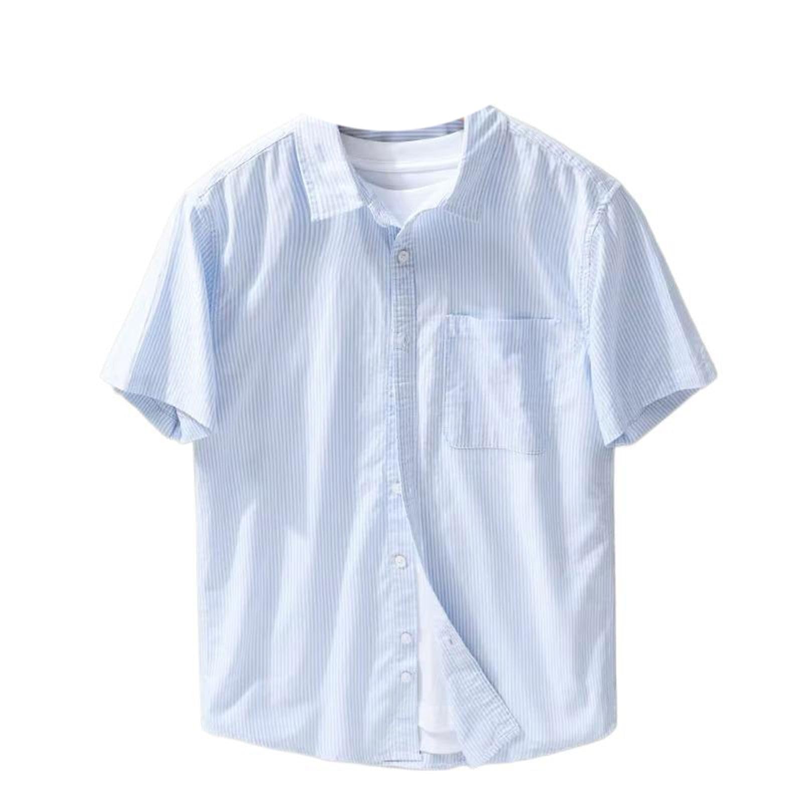 Camicetta da Uomo Morbida Leggera abbottonata a Righe, Top Casual Streetwear Estivo