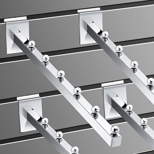 Miniatura 10 de Tatuo Paquete de 20 ganchos de pared de 15.75 pulgadas con 6 bolas de cascada, accesorios para colgar tablero de metal resistente, listones de