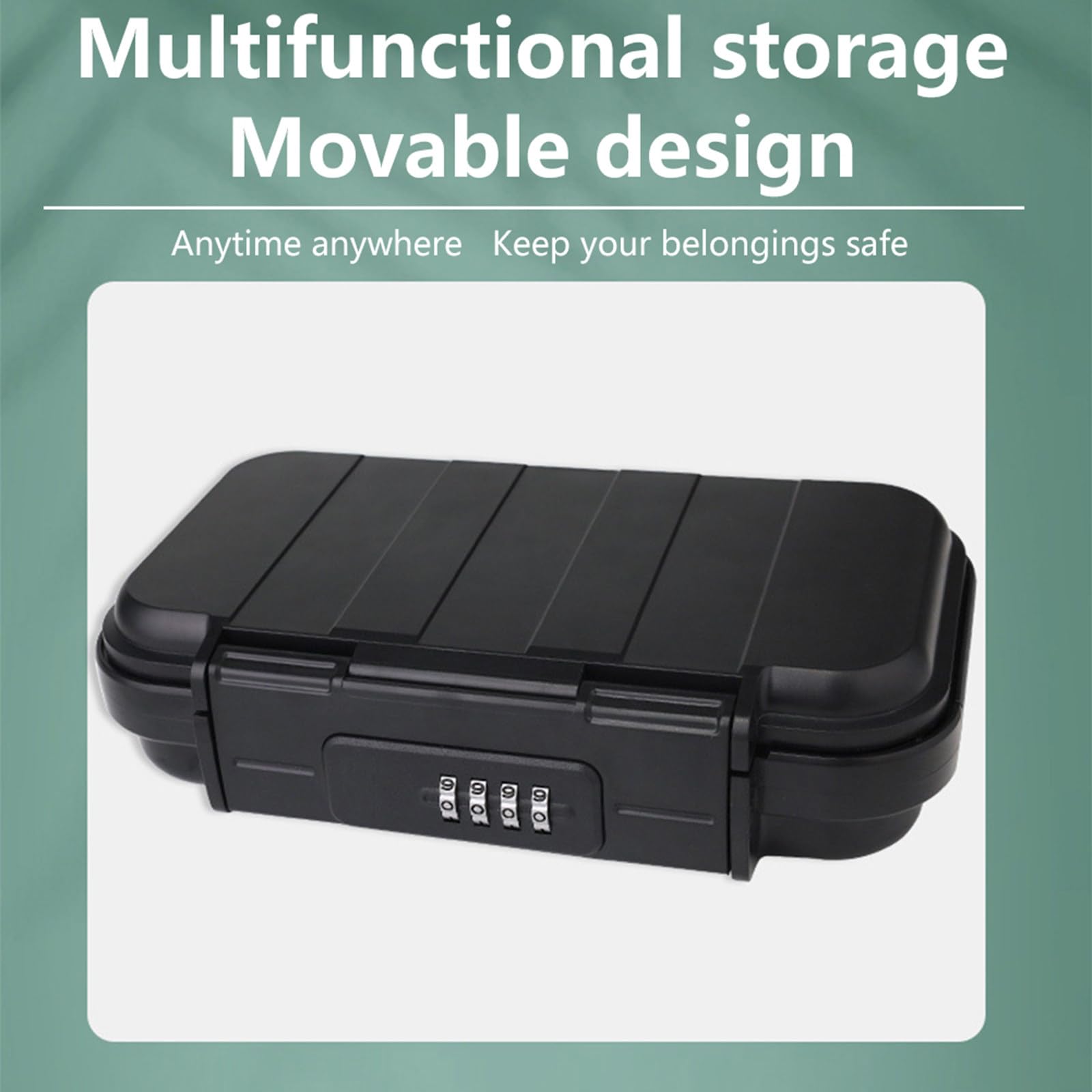Coffre-fort portable sans clé avec chaîne amovible – Coffre-fort de voyage en caoutchouc étanche pour téléphone, bureau et plage, noir