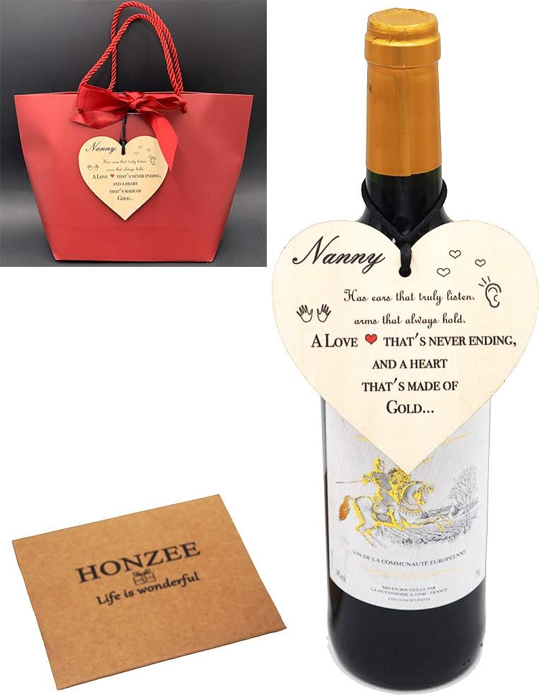 HONZEE Nanny Gifts Has A Heart Of Gold Hanging Wooden Heart Plaque Sign Christmas Xmas Presents Cute Grandmother Gift Nanny Ear Plaque - Image 5