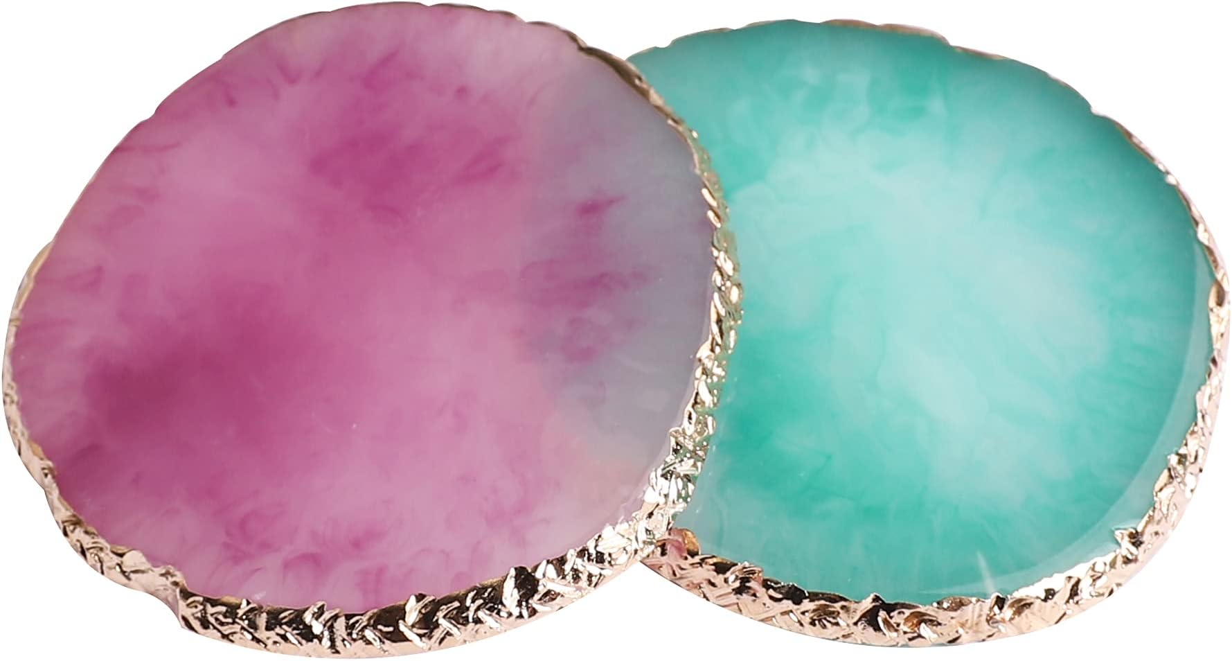 2 Pcs Resin Nail Art Palette, Nails Art Painting Palettes Gold Edge Nail Holder Nail Art Display Board