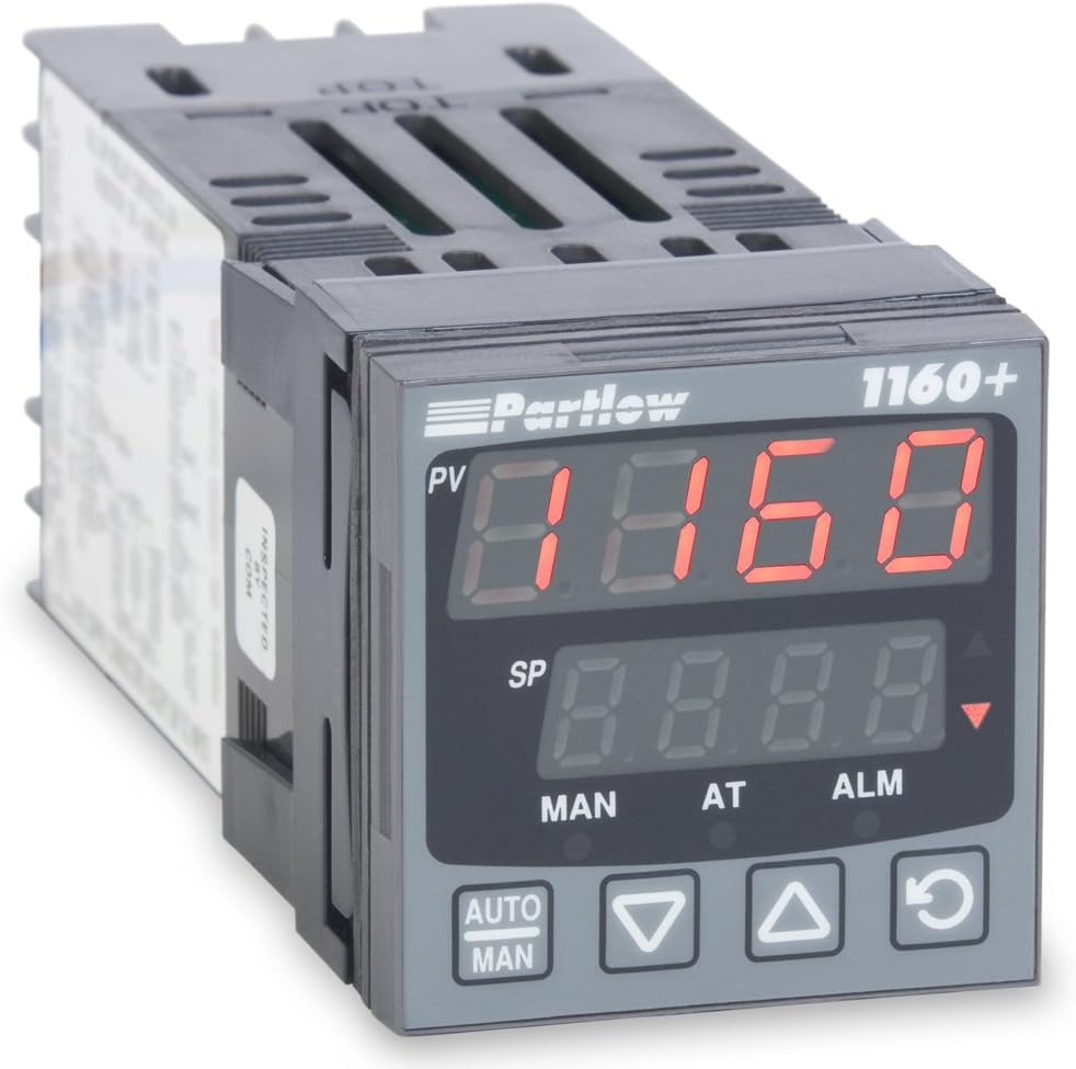 Partlow P1160210000 1160+ Series 1/16 DIN Temperature Controller, 100 to 240 VAC, One SSR Driver and One Relay Output, Red/Red Display