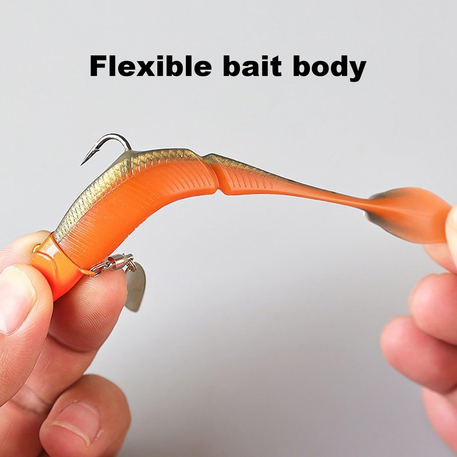 Kit de Pêche Au Leurre Souple À Queue en T, Leurre Artificiel de Style Spinner À Hameçon Unique, Adapté À La Pêche en Mer de La Truite, du Sandre et du Saumon