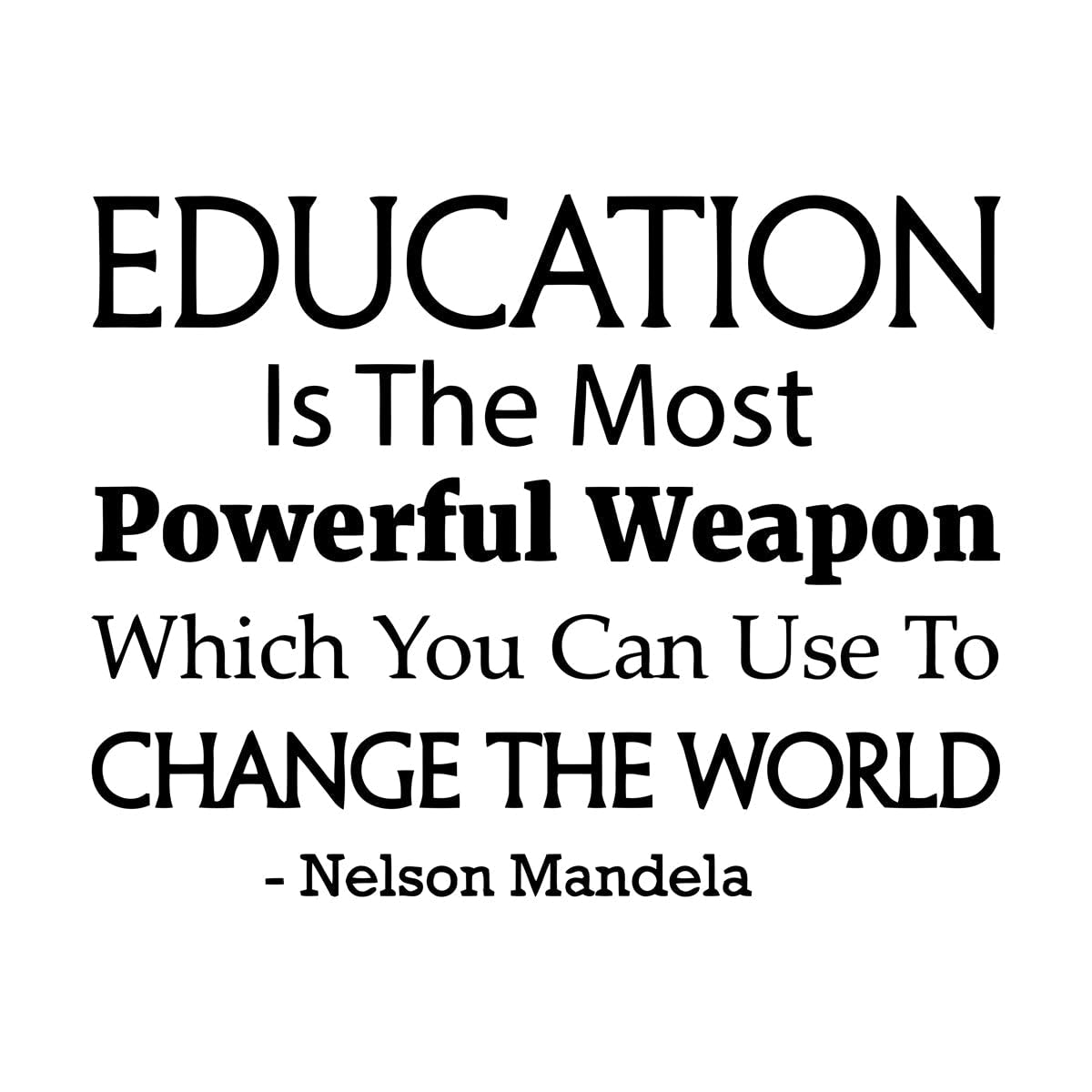 Lzhouting Wall Stickers 4880 Nelson Mandela Quote Wall Decal Education Is The Most Powerful Weapon Science Classroom Poster Vinyl Sticker Home Decor Extra Large - 74X94cm