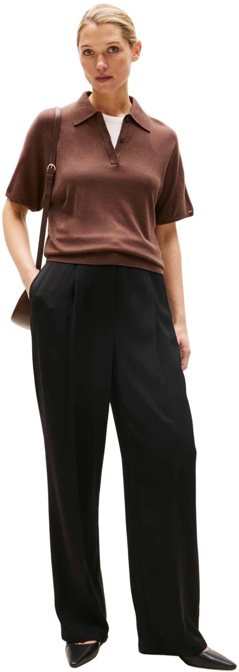 Tommy Hilfiger Pantalón de Tela Mujer Twill Straight Pants Relaxed Fit