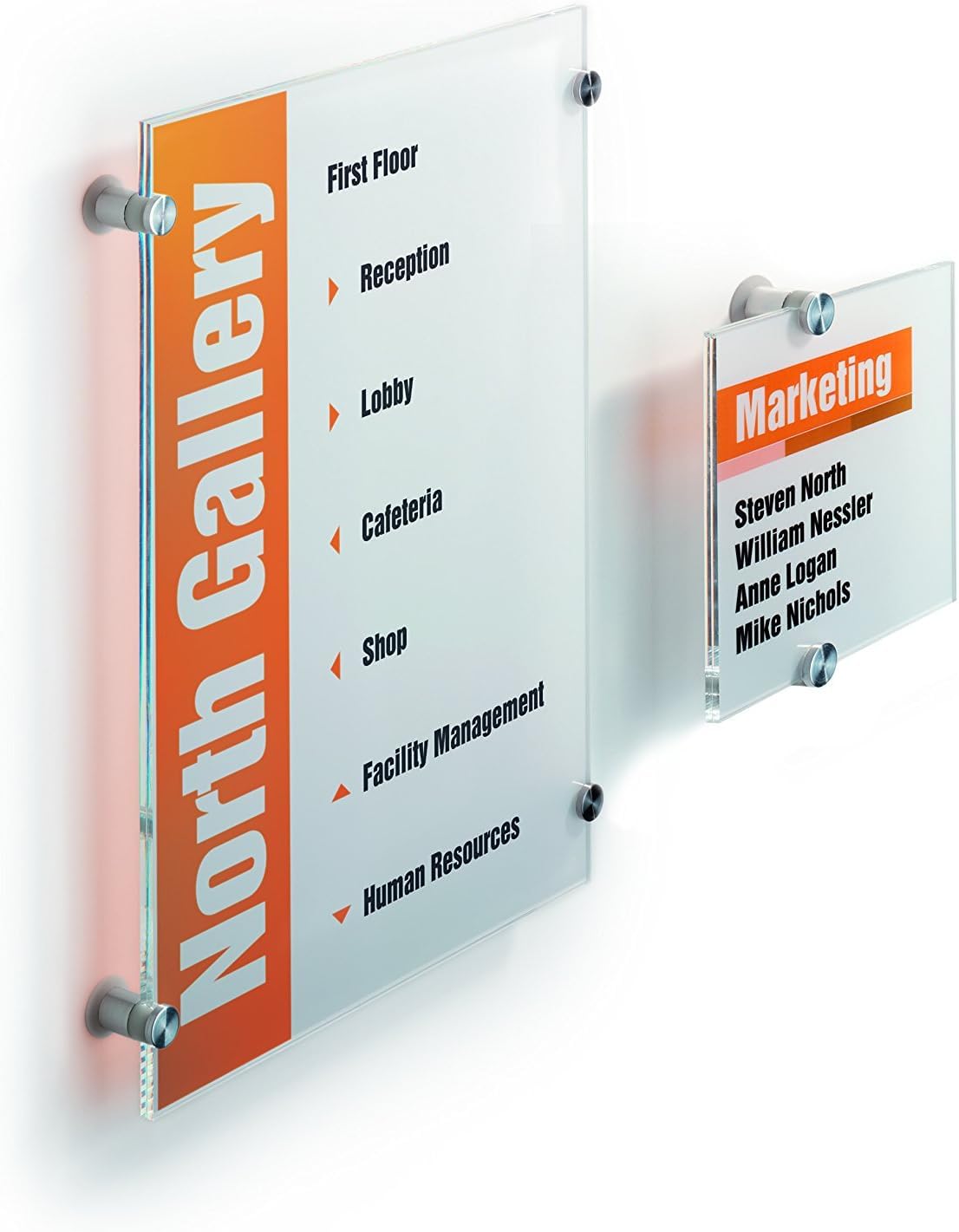 Durable 482219 CIdentificador para puertas CRYSTAL SIGN 148x148 mm, con incrustación de papel de aluminio imprimible, transparente