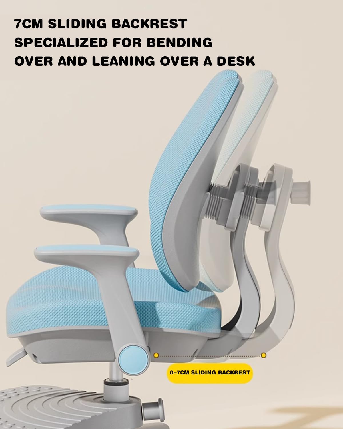 JSLJDM Kids Desk Chair, Adjustable Height & Seat Depth Study Chair with Wheels, Ergonomic Student Study with Adaptive Backrest, for Boys & Girls Blue 43x43x83-101cm