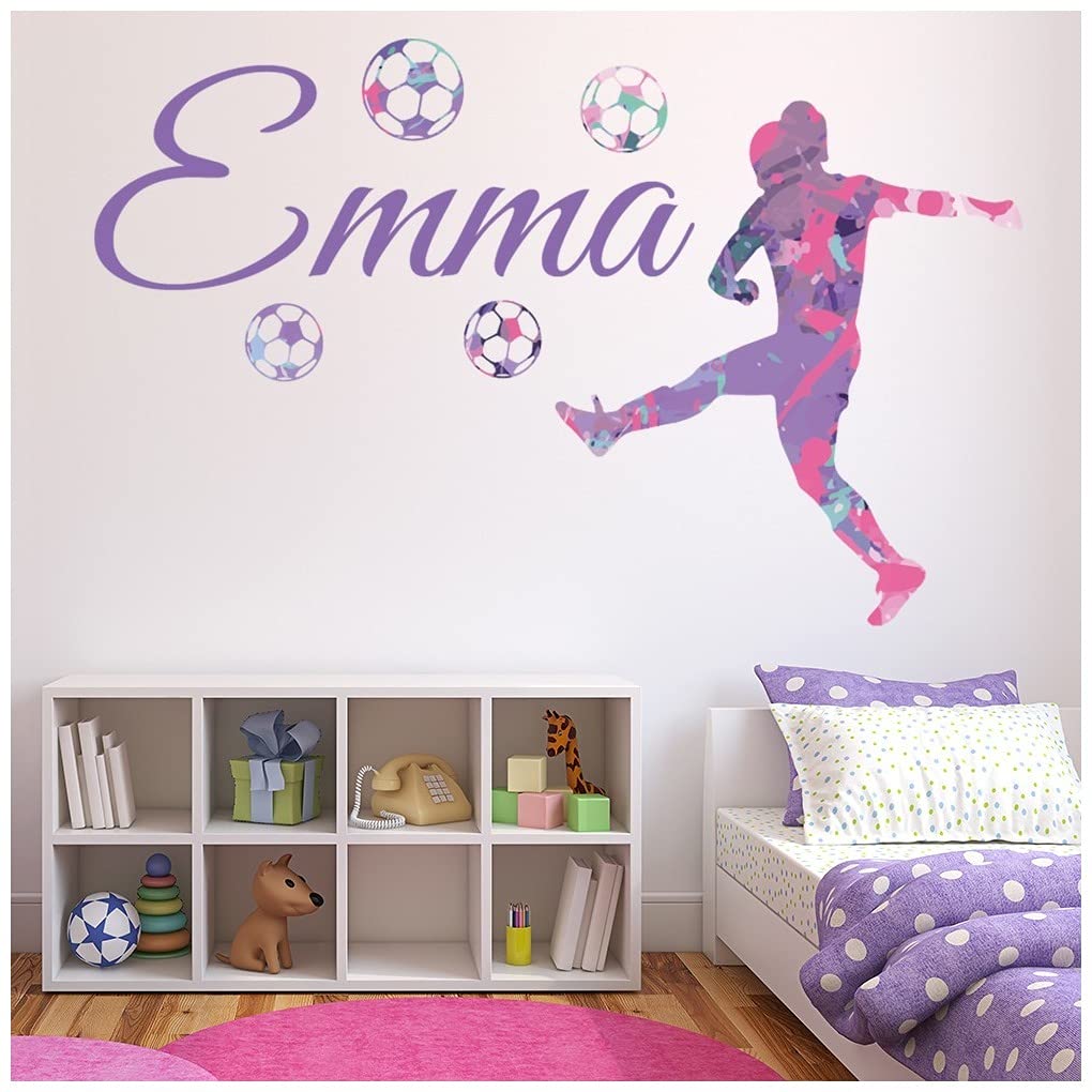 azutura Personalised Girls Football Pink Paint Splash Wall Sticker available in 8 Sizes Digital