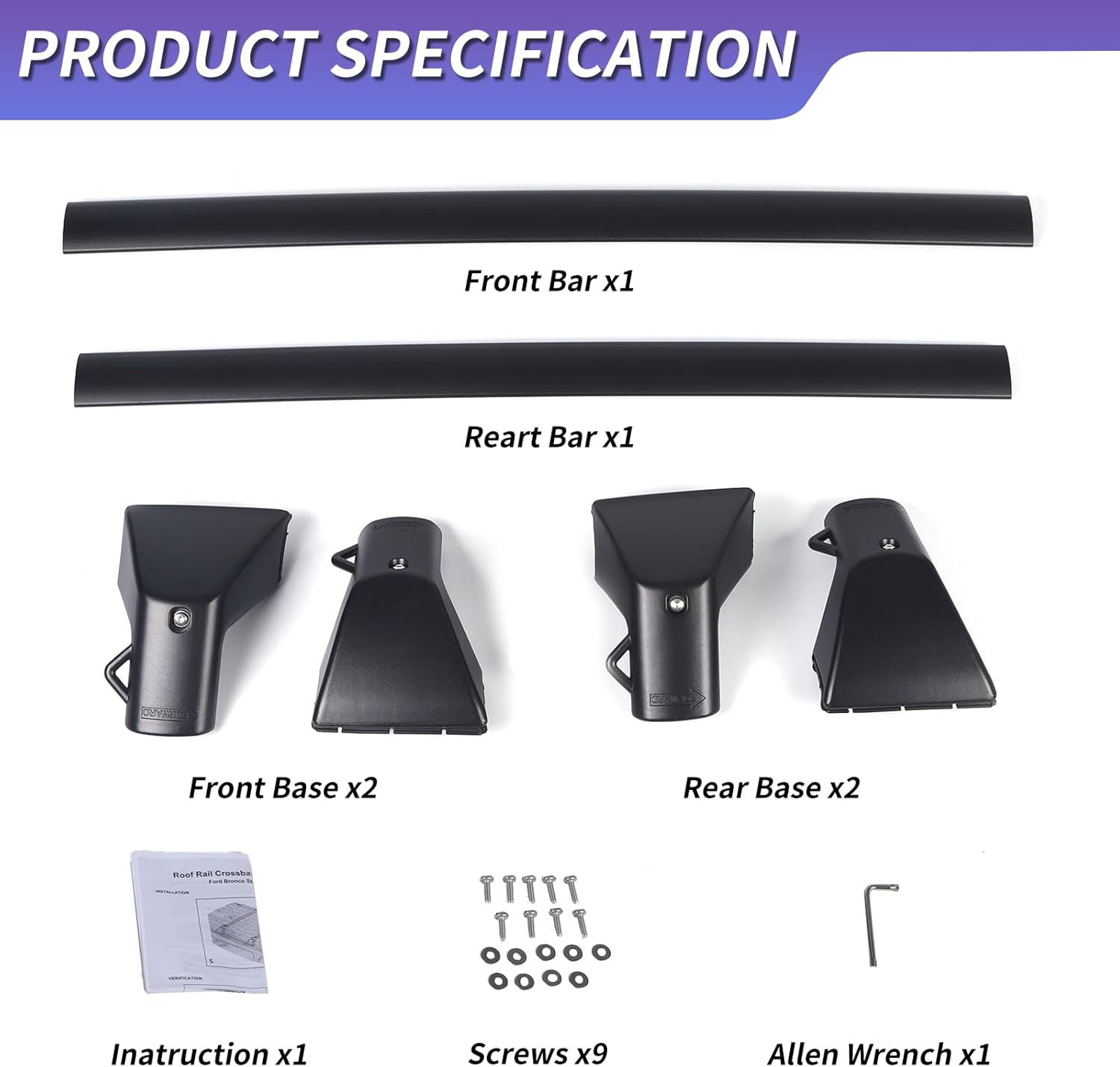 ZXMOTO Roof Rail Rack Cross Bars Crossbars Fits for Ford Bronco Sport Base (On-Road) 2021 2022 2023 2024 & Bigbend 2021 2022 2023 2024 & Outer Banks 2021 & Heritage Edition 2023 Heavy Duty Aluminum