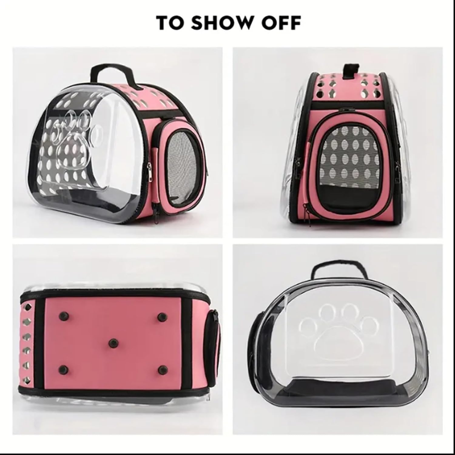 Dog Carrier Bag Travel Ready Escape Proof Ventilated Mesh Foldable for Small Dogs Large Cats for Travel Hospital Car(Pink,Large)