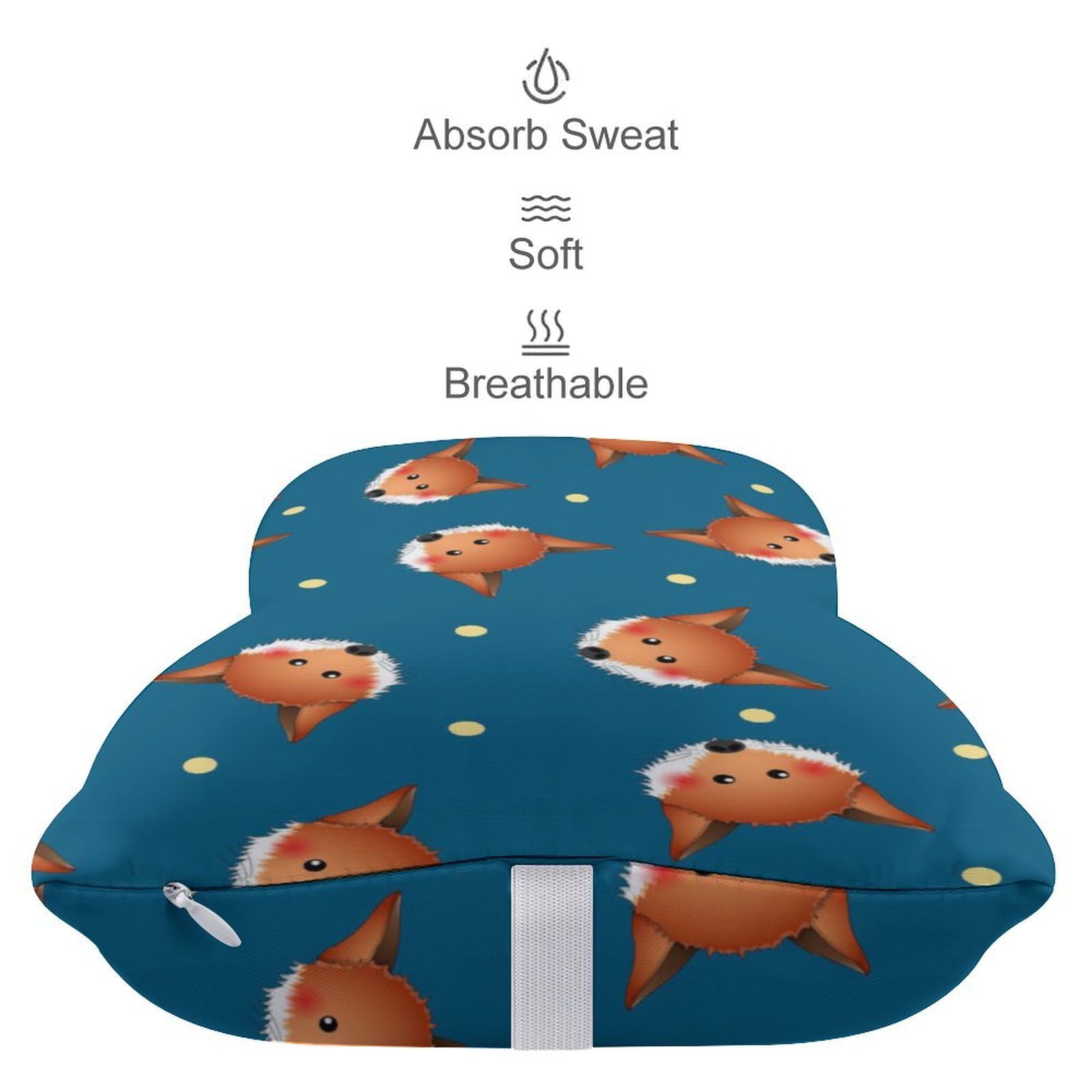 2 almohadas de asiento de coche, lindas almohadas para reposacabezas de coche de zorro rojo, almohada de apoyo para el cuello del coche para conductor o pasajero