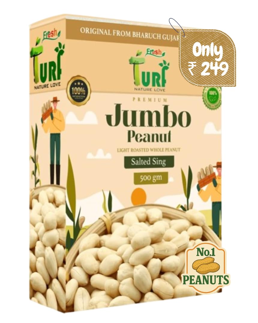 Turf Fresh Roasted Salted Peanuts Without Skin Original Bharuch Gujarat Special Mungfali Dana Namkeen Spicy Chakna Grade A Peanut 500 Gms