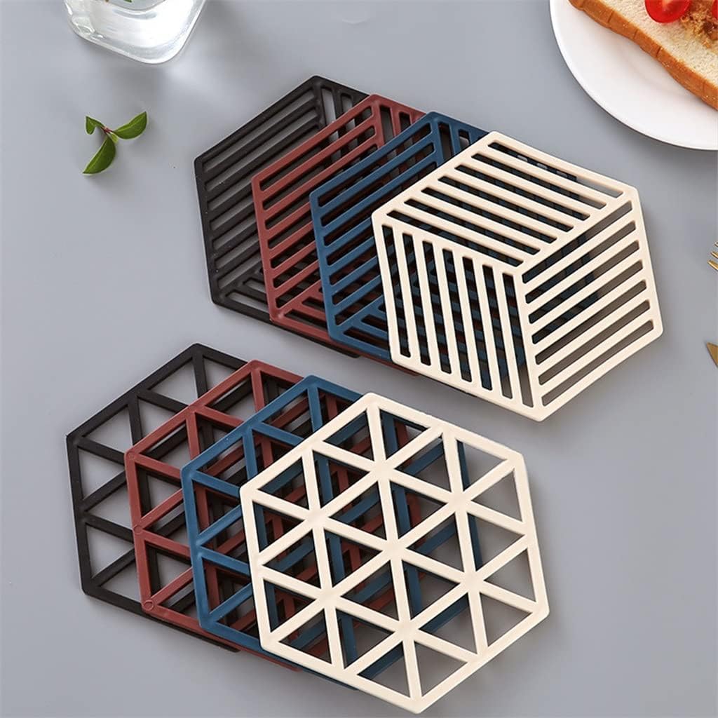 8pcs Heat Resistant Hexagon Mat Drink Coaster Cooking Anti Scalding Kitchen Pot Holder Hollowed Out Hot Pad