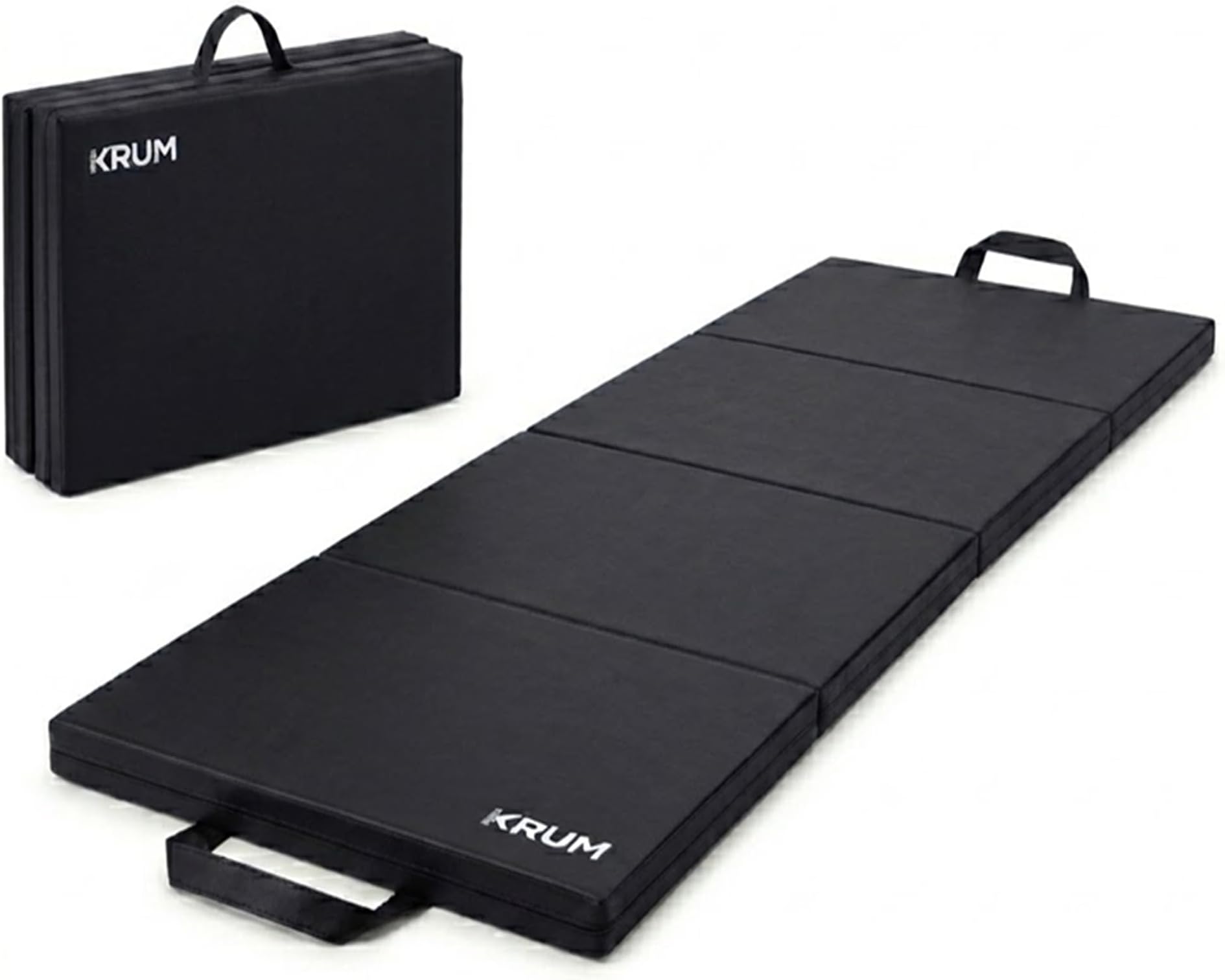 Krum Foldable High-Density Foam Gymnastics Training Tumbling Exercise Yoga Mat for Men & Women, 22mm Thick, 67x 24 x 22mm (BLACK)