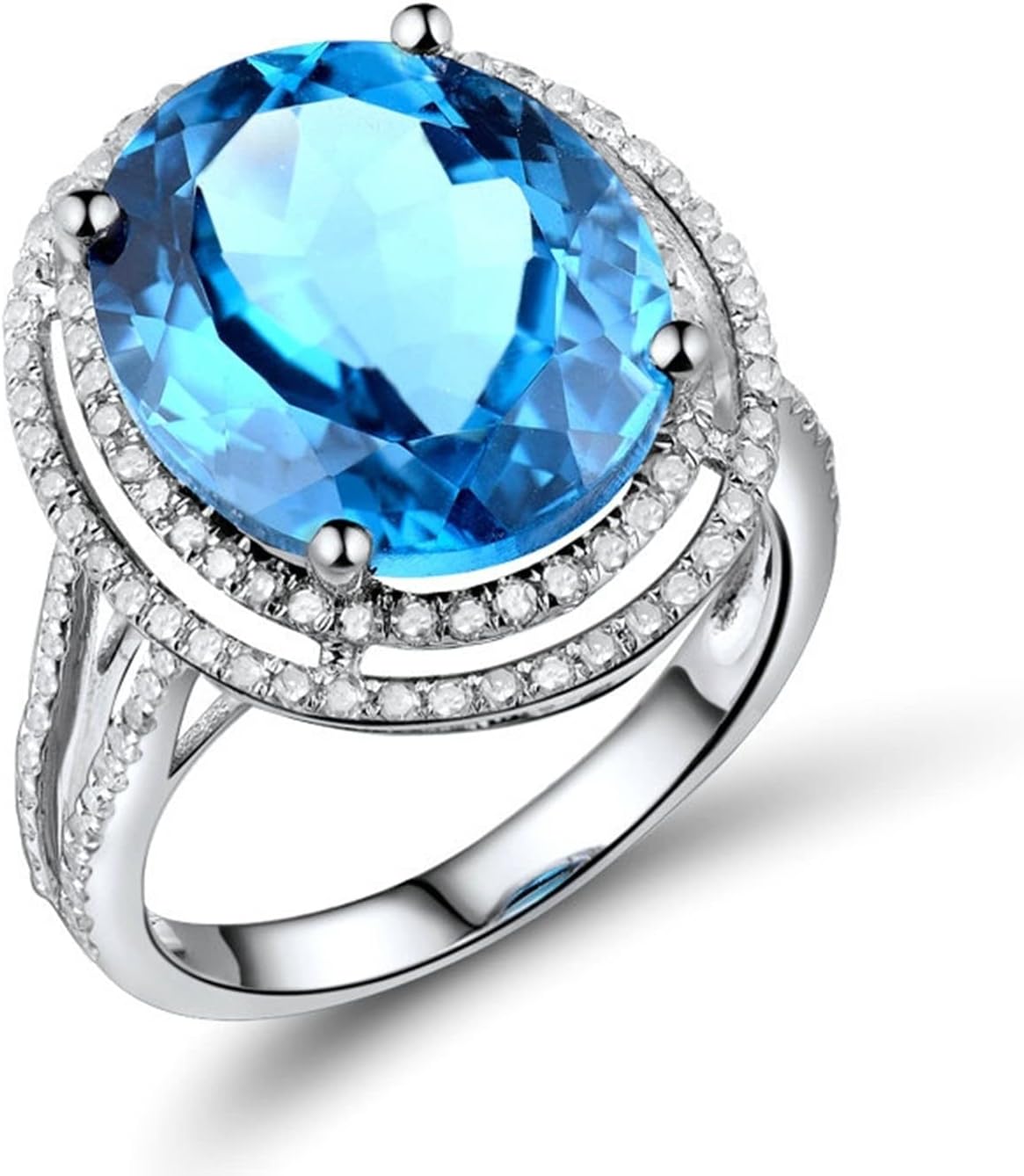 Engagement Ring 18K White Gold, Small Engagement Ring Luxury Elegance Rings Promise Gifts for Women