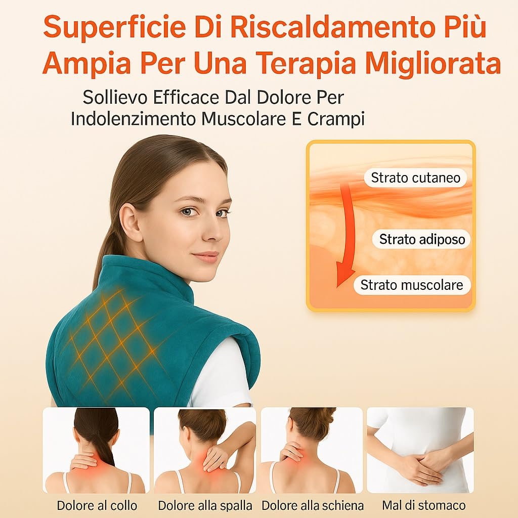 Cuscino Riscaldante Ponderato 1200g per Collo e Spalle, 5 Livelli di Calore, 4 Timer, Sollievo Dolore Cervicale, Lavabile in Lavatrice, Regalo per Donne, Uomini e Genitori