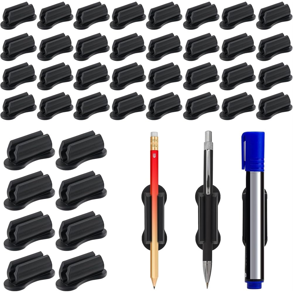 Jnchdghwa Adhesive Pencil Holders for Desk, 40 PCS Silicone Marker Holders, for Desk Accessories, for School
