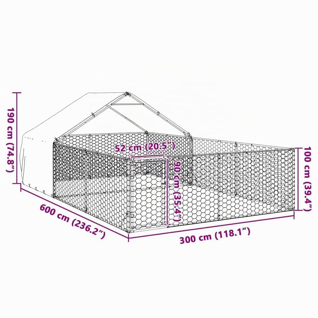Festnight Cuccia per Cani da Esterno con Recinto 6x3x1,9m in Acciaio Zincato - Box e Gabbia per Cani