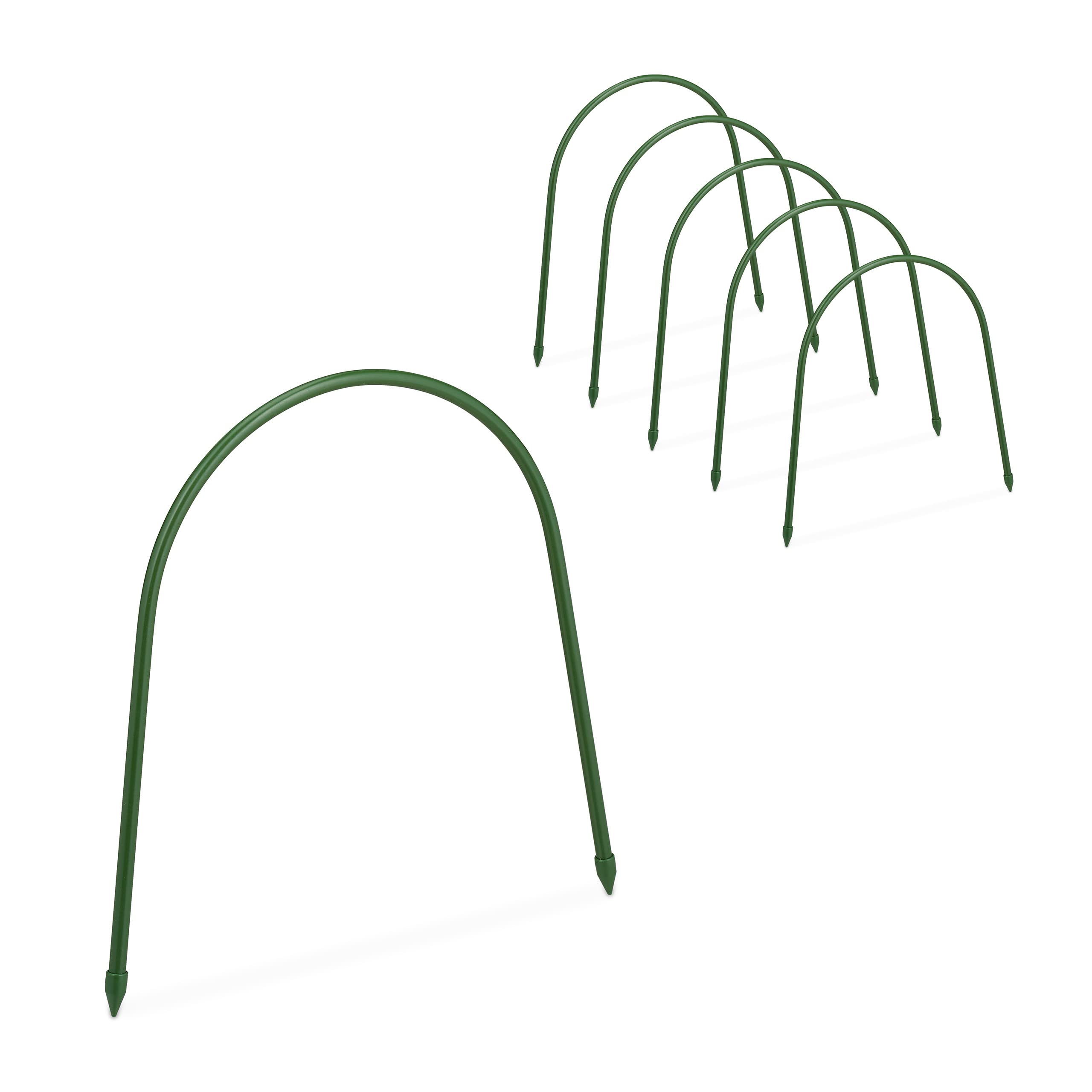 Relaxdays Archi per Tunnel da Coltivazione, Set da 6, Costruzione Individuale, Acciaio Plastificato, HL: 31x33 cm, Verde