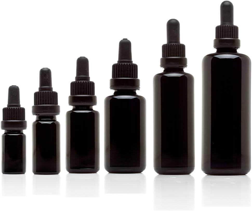 Infinity Jars Black Ultraviolet Glass Bottle w/Glass Eye Dropper Variety Pack