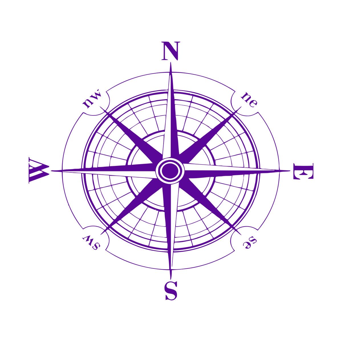 Wind Rose Compass Wall Decal Removable Travel Geography Wall Poster Home Living Room Bedroom Decoration Wall Mural Small - 42x42cm