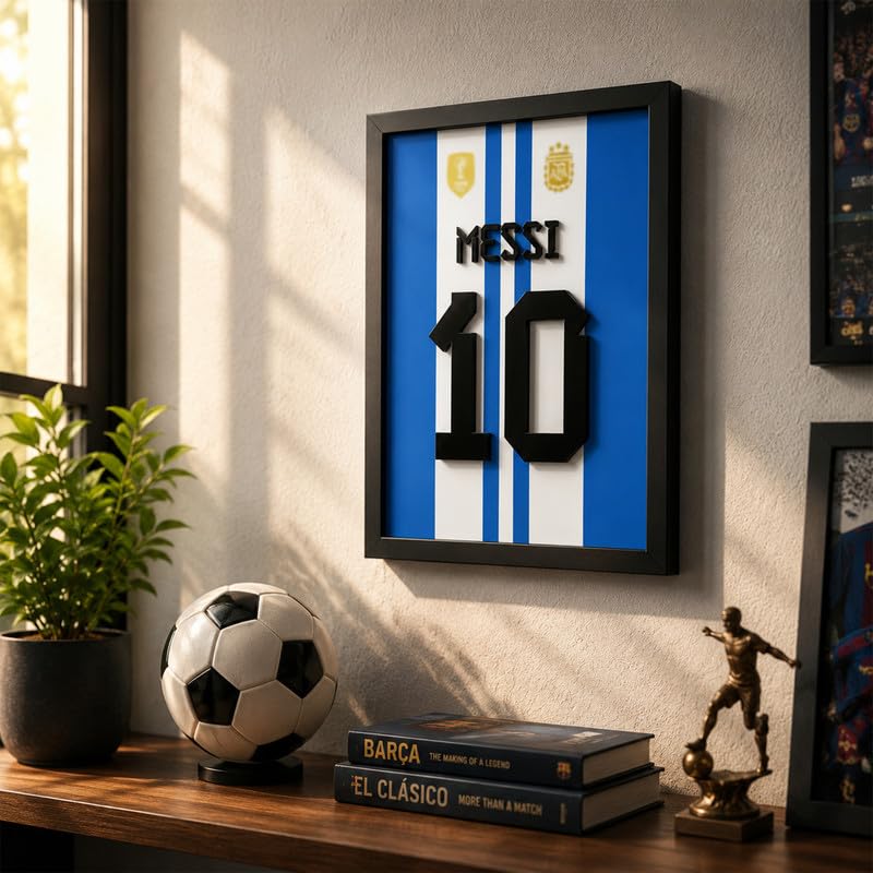 Image of CodersParadise No. 10 Football Inspired 3D Wall Art Frame, Sports Fan Decor, Layered Wall Hanging for Bedroom, Living Room, Gaming Room & Home Decoration