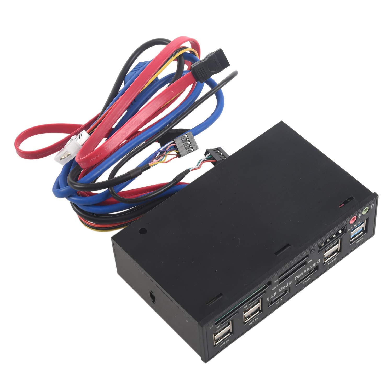 Multifuntion 5.25 "Lettore di schede per Supporti multimediali USB 2.0 USB 3.0 20 Pin e-SATA Pannello Frontale SATA