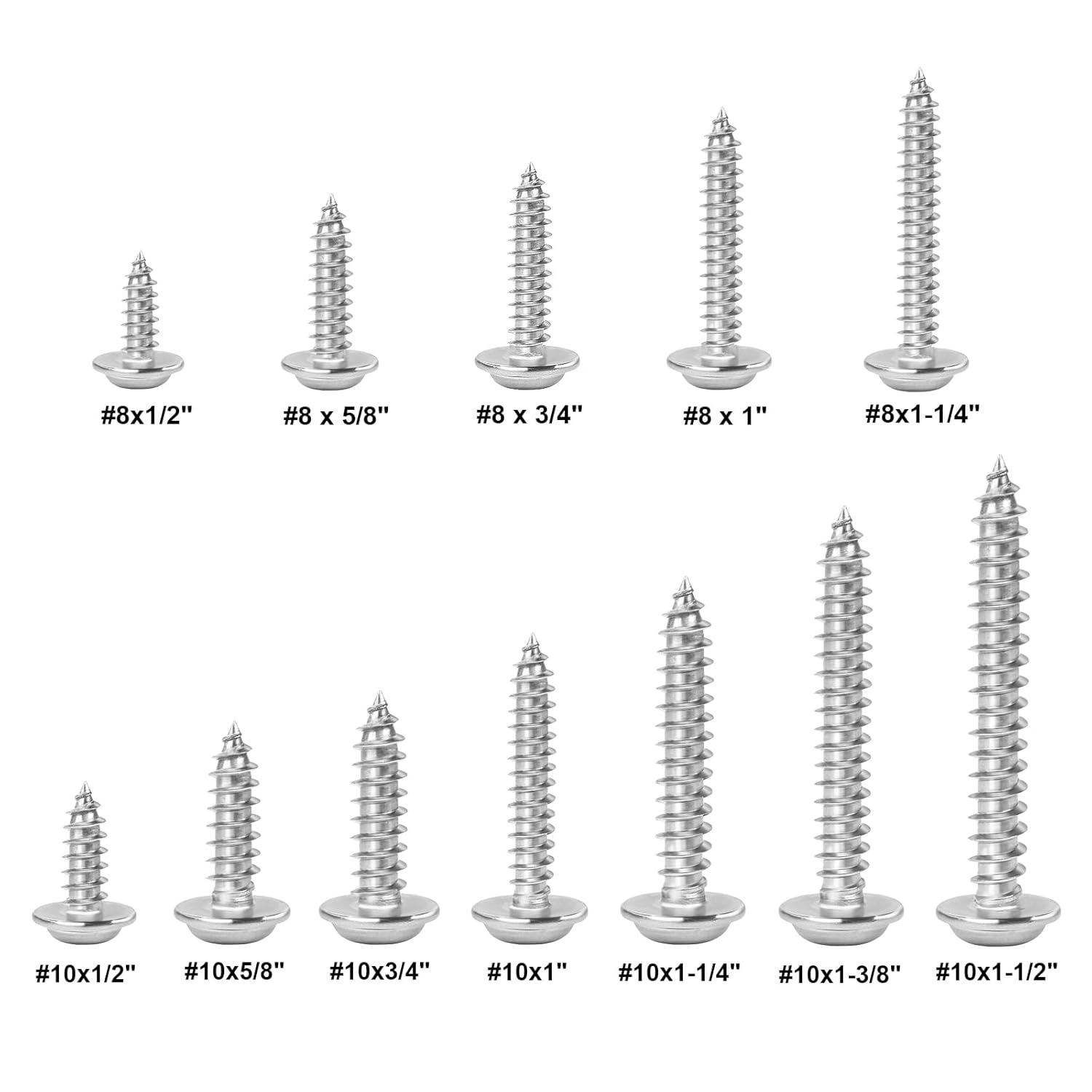 #10 x 1-1/2" Wood Screws Modified Truss Head Phillips Drive 304 Stainless Steel Self Tapping Screws 100pcs HS/ZGLS-04