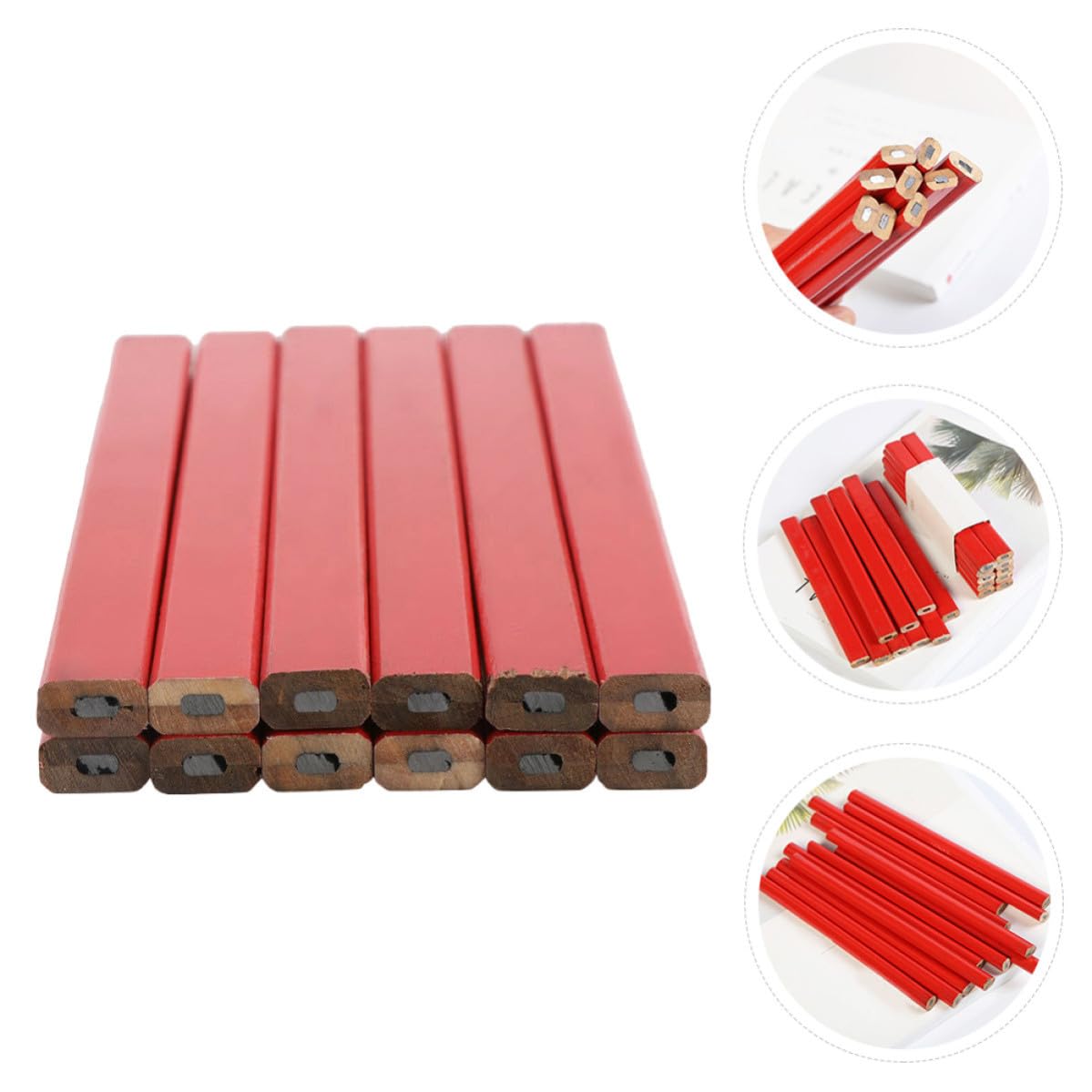 72 Matite da Carpentiere in Legno Rosso Dura Ottagonale Non Facile da Rompere per Scrittura su Superfici Ruvide e Irregolari
