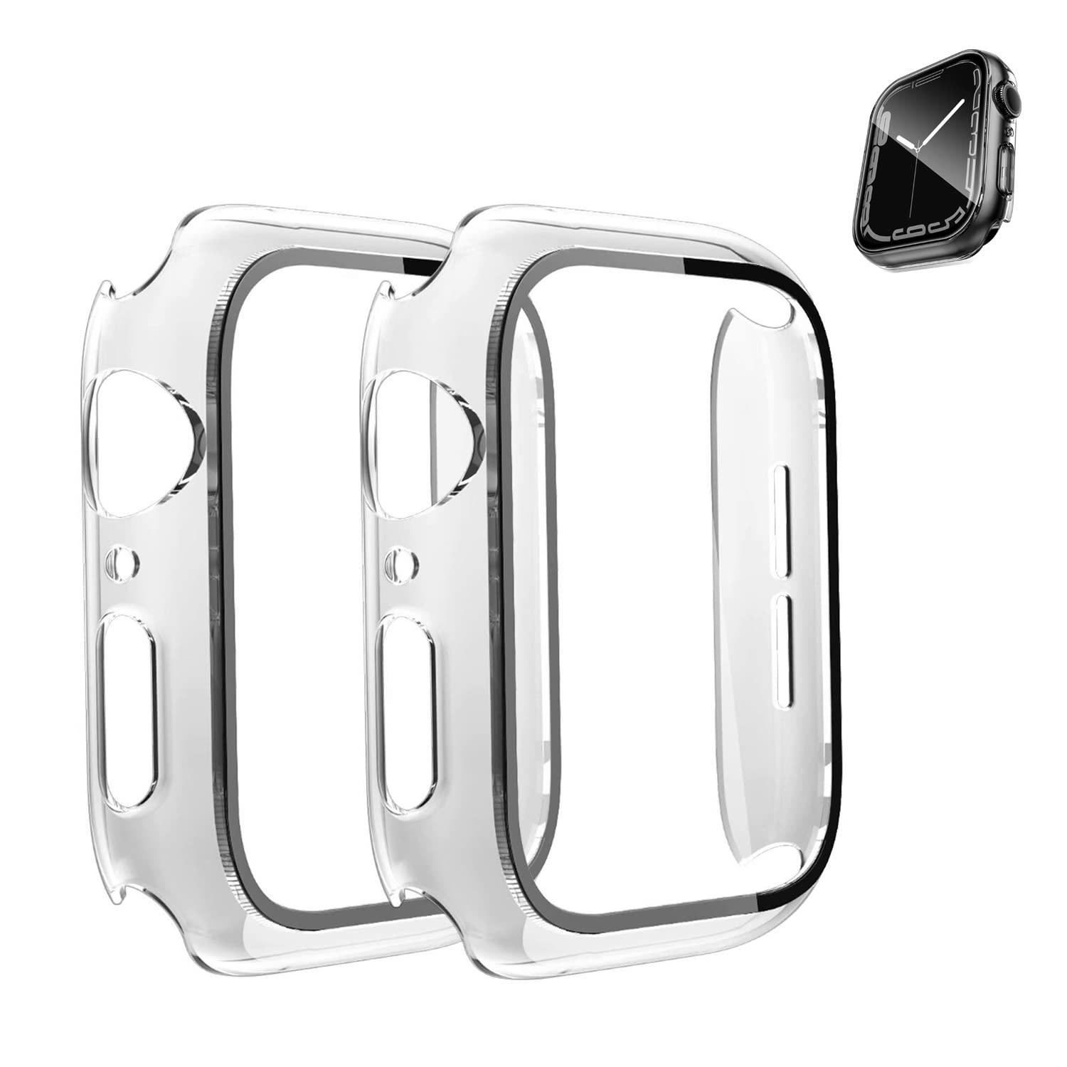 Screen Protector Compatible with Apple Watch,2 PCS All-Around Bumper Cover Full Coverage Protective HD Clear Case Compatible with iWatch Series 7 41mm