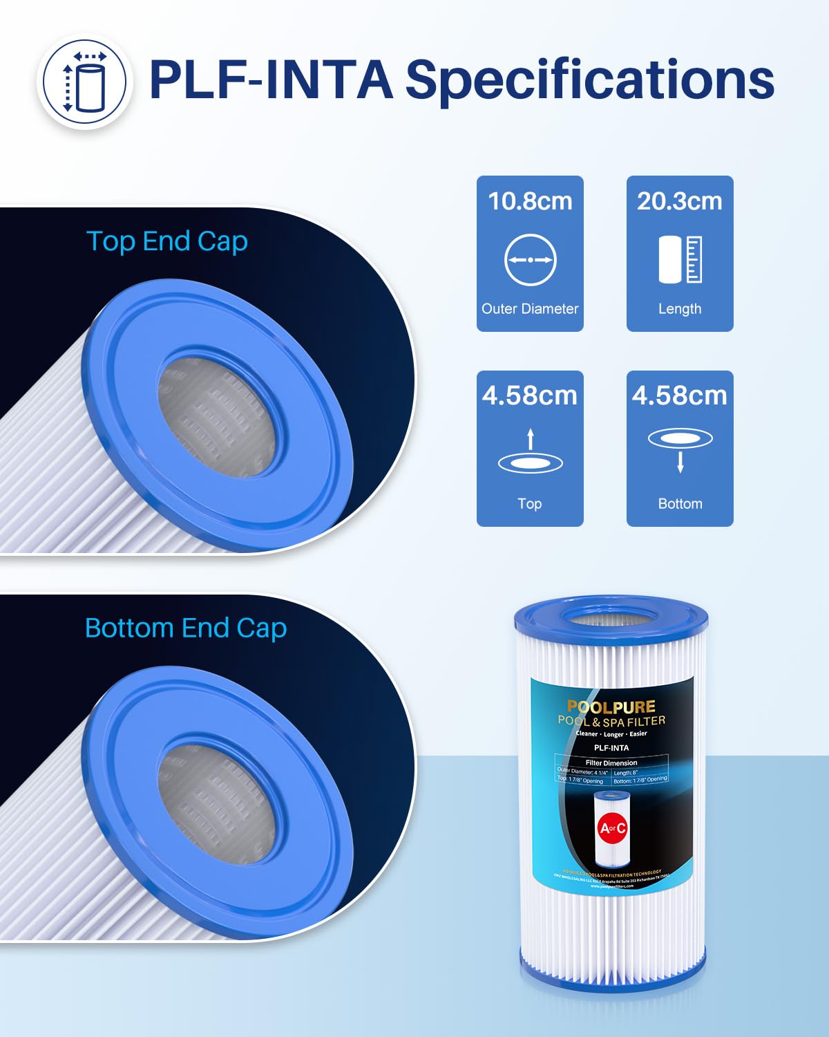 POOLPURE Zamienny filtr do typu A lub C, kompatybilny z Intex 29000E/59900E, łatwy zestaw filtrów basenowych, letnie ucieczki lub letnie fale nad basenami ziemi, opakowanie 6 sztuk