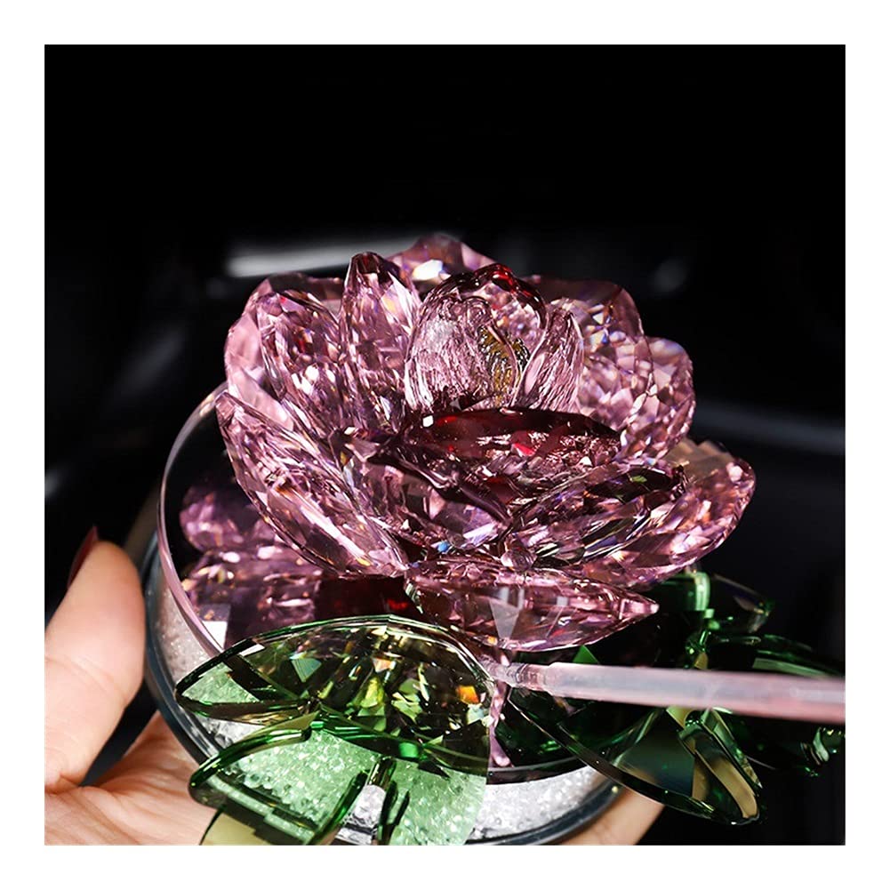 Salud y hogar Crystal Lotus Flowers Figurines Car Perfume Seat Crystal Lotus Craft Decoración del hogar (color: rosa)