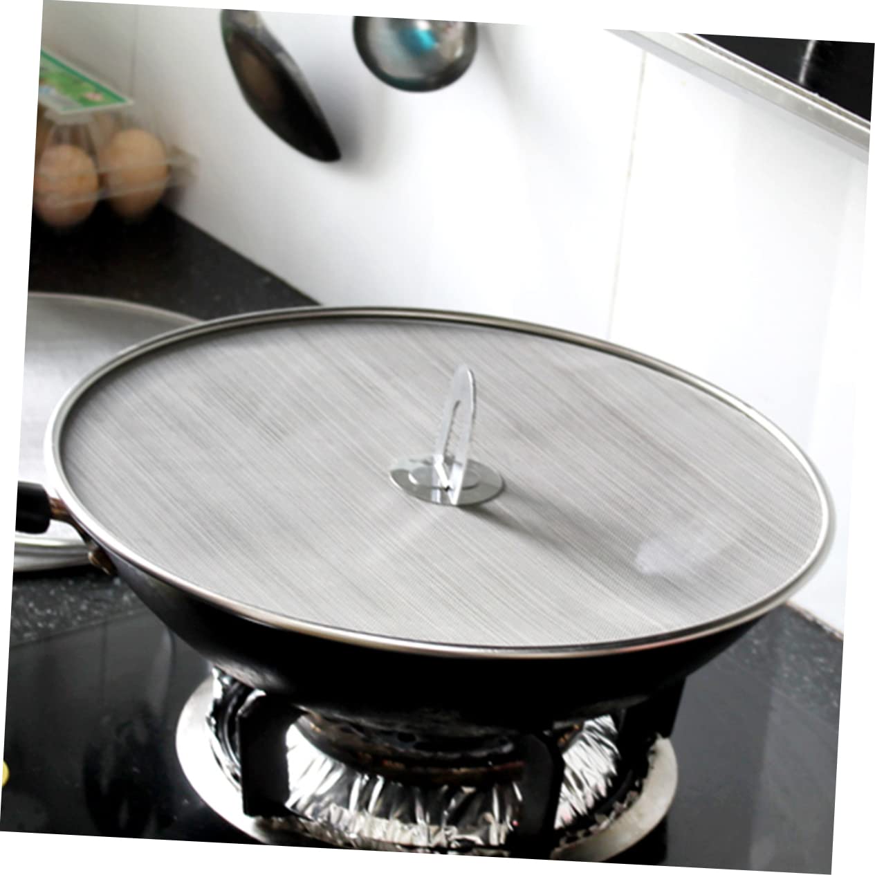Cabilock Stainless Steel Grease Splatter Screen Splash Insulation Mesh Covers for Skillet Protection Cooking Guard Against Oil Burns