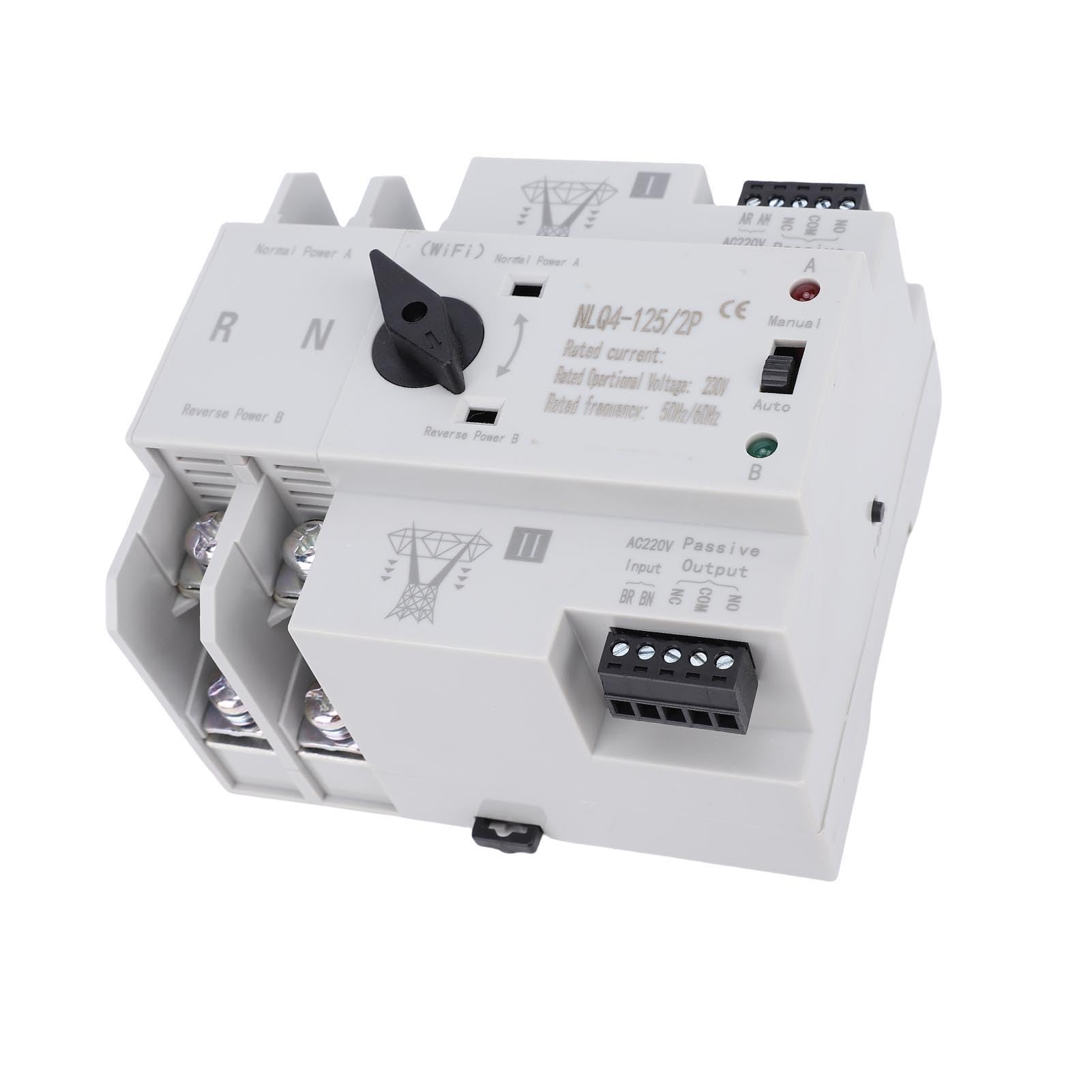 Eujgoov 63a Ewelink Wi -Fi Dual Power Automatyczne Przełącznik Przełączania 2P Przełącznik Milisekund Non Stop ATS Obsługuje Mobilne Wi -Fi Zastosowanie Cyklu Przełączania