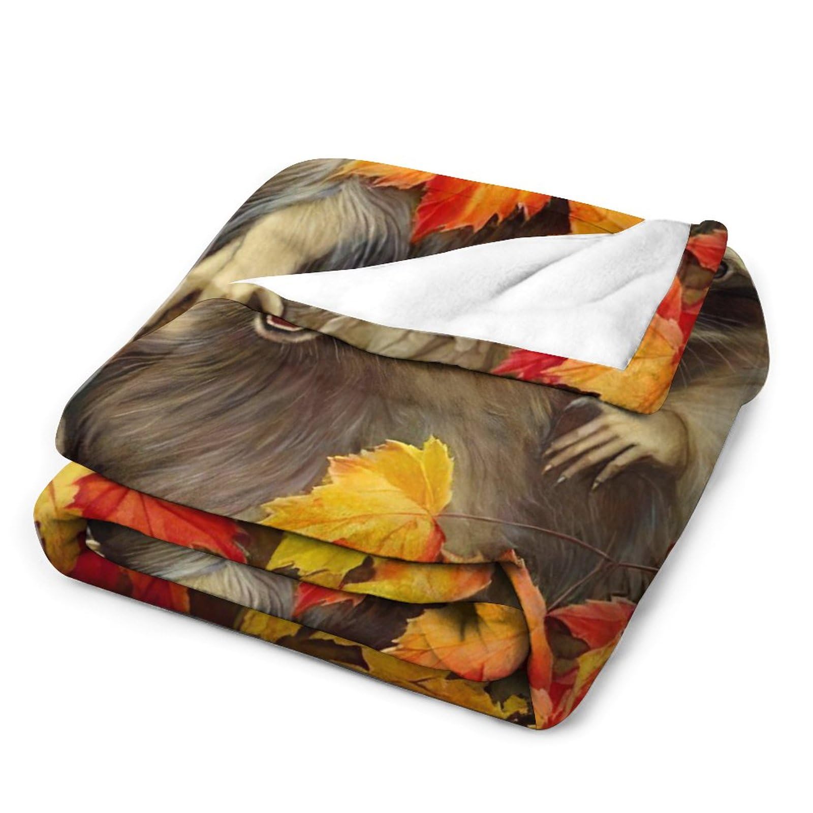 Raccoon Blanket Gifts for Girls - Maple Leaf Throw Blanket, Soft Warm Fleece Flannel Plush for Bed, Sofa, Couch - 50
