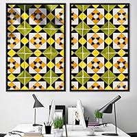 2 Piece Framed Canvas Wall Art Linear Patterns Canvas Prints Home Artwork Decoration for Living Room,Bedroom - 16
