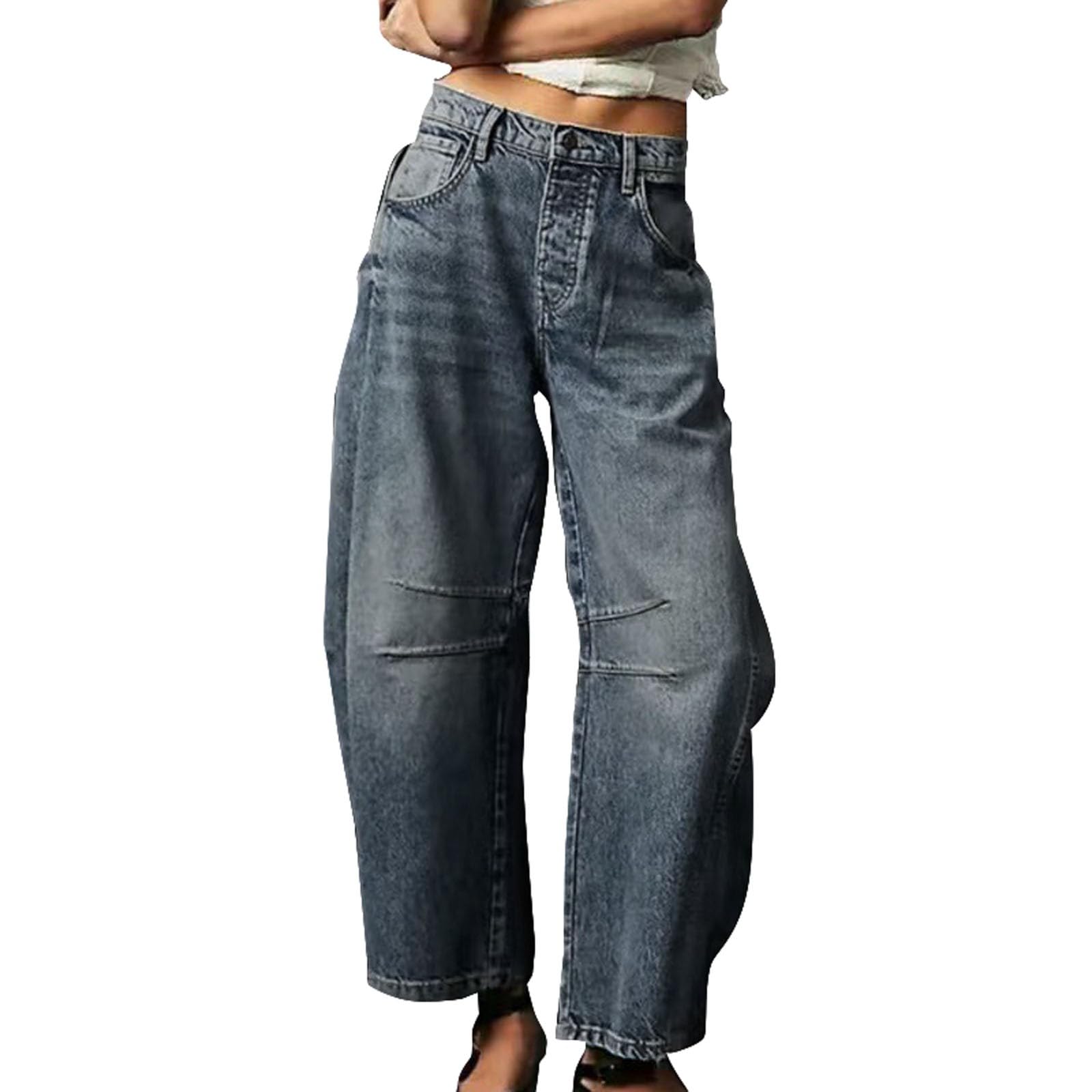 Jeans Baggy Donna Curvy Jeans Elasticizzati Gamba Larga Larghi Pantaloni Baggy Leggeri Casual Wide Leg Pantaloni Denim Vita Alta Curvy Y2k Palazzo Streetwear con Tasche Taglie Forti Hiphop