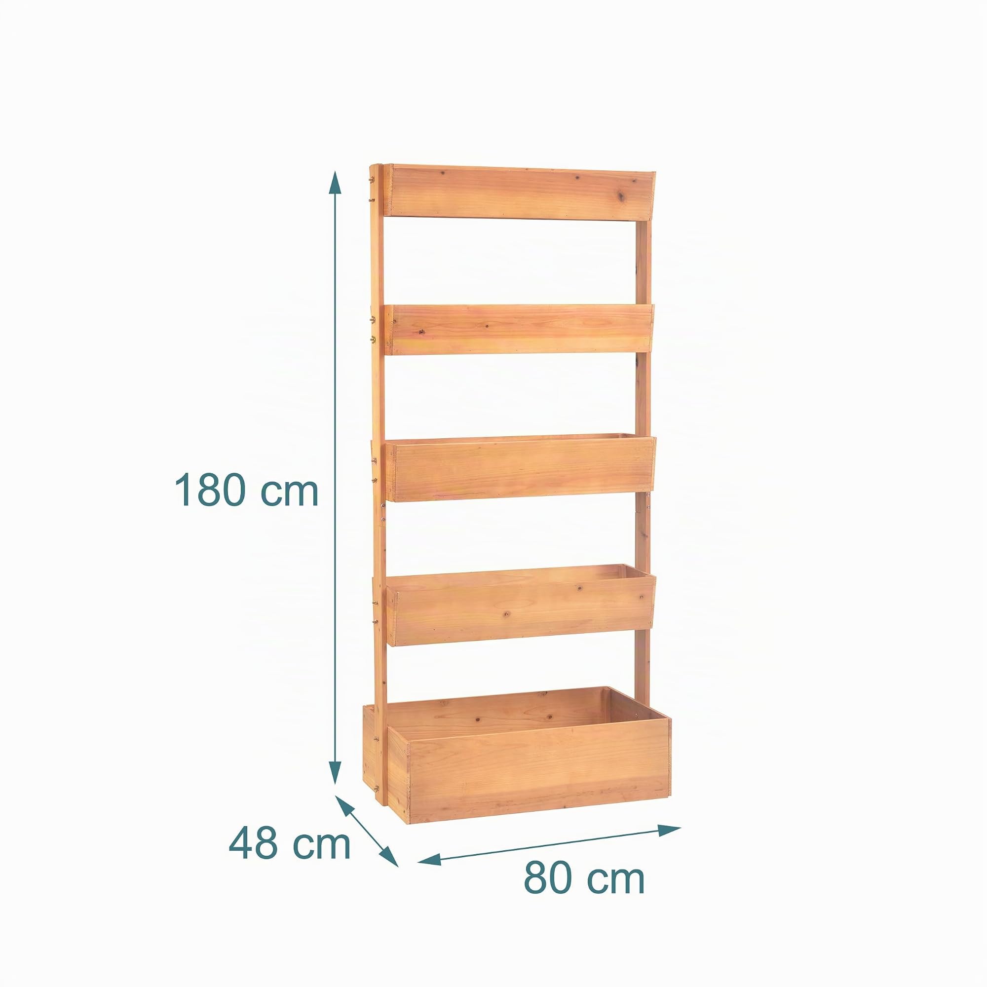 Relaxdays Huerto Vertical de Madera con 5 cajones, Tela TNT, Accesorios, 180x80x48 cm, Natural
